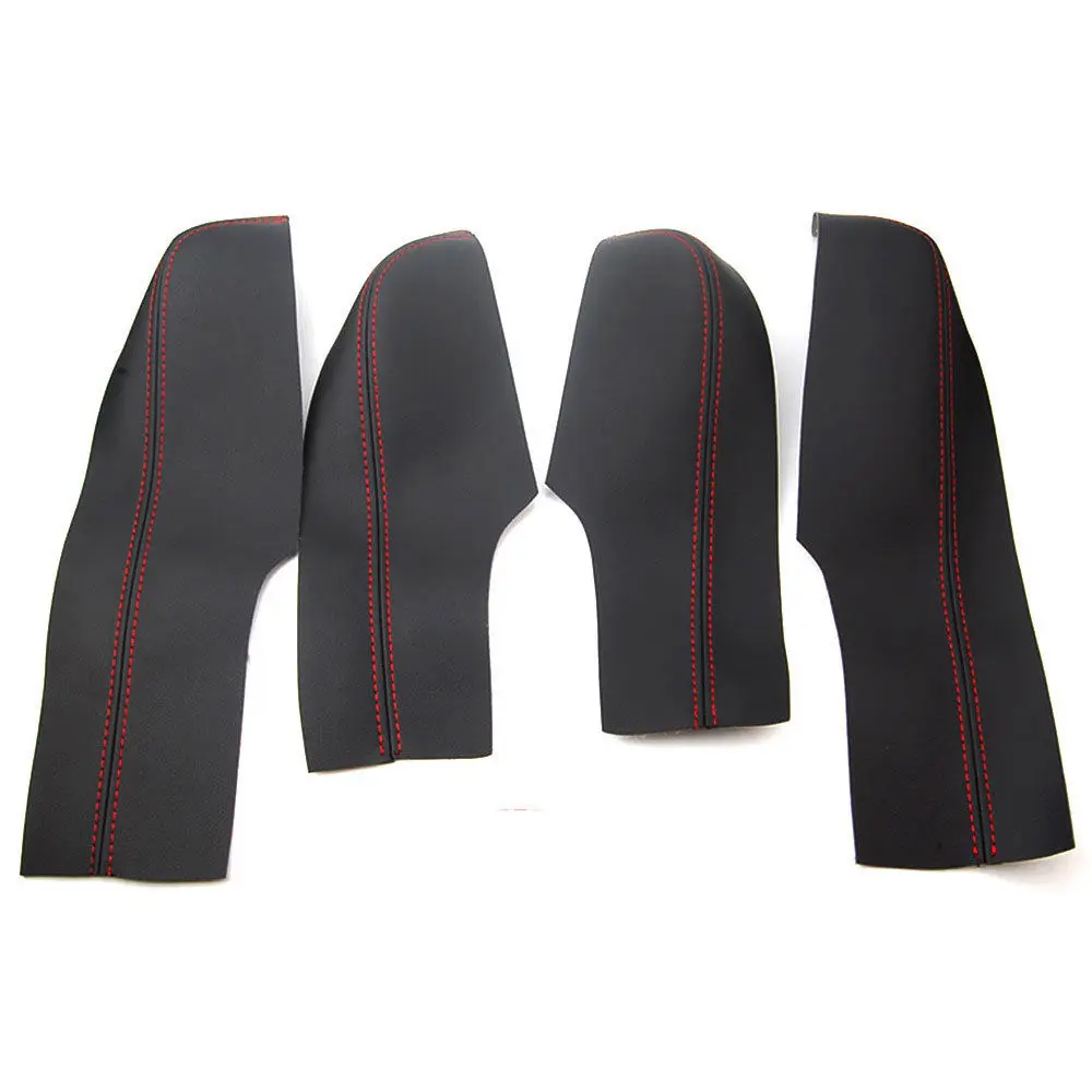 4 шт., подходит для Honda Civic 8th 2006-2011, дверной подлокотник, черный, из искусственной кожи, накладка, декоративные аксессуары для автомобиля - Название цвета: red