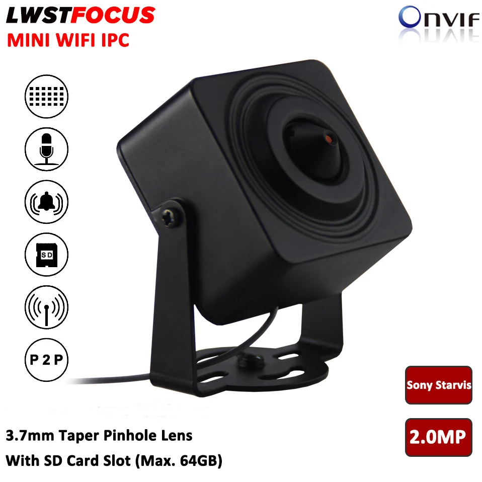 Sony Starvis 2MP Mini WIFI IP Camera 1080P Taper 3.7mm lens 2-Way Audio Alarm SD Card Slot H.265/H.264 ONVIF 2.4 | Безопасность и