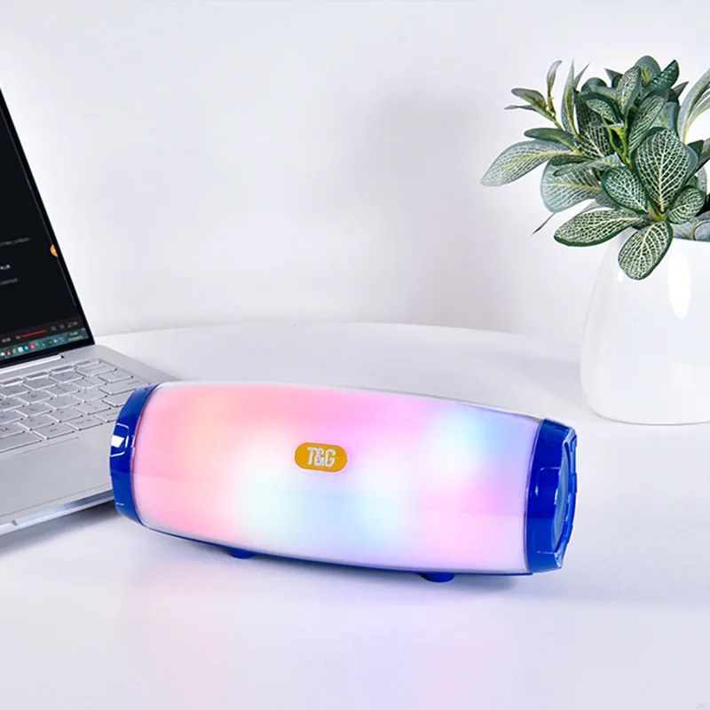 Светодиодный bluetooth-динамик Портативный внешний динамик беспроводной мини Колонка 3D 5 Вт стерео музыка объемный Поддержка FM TF карта басовый динамик - Цвет: Синий
