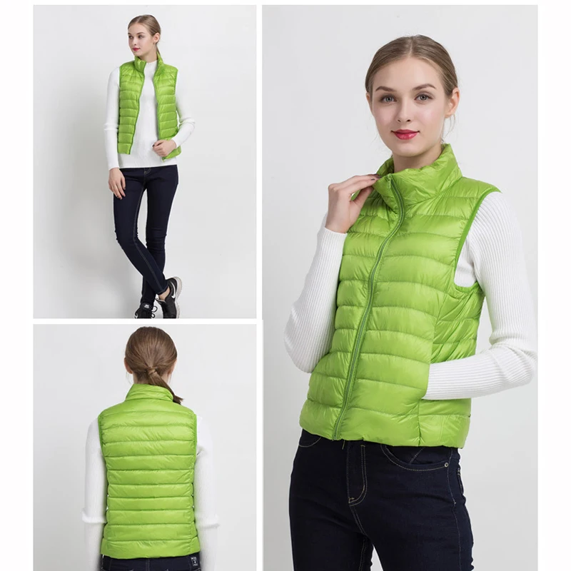 Женский жилет без косточек 15 видов цветов Сверхлегкий пуховик с 90% пухом 10% теплый