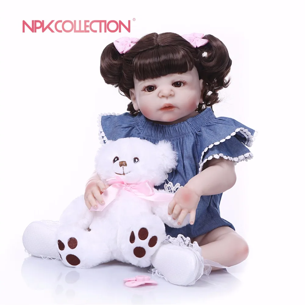 NPK Real 57 см силиконовая кукла для новорожденных девочек принцессы парик волос