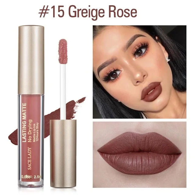 15 Greige Rose SACE LADY бренд 23 Цвета жидкая помада макияж не сушильная матовая помада для губ долговременная помада телесный оттеночный блеск для губ натуральная косметика - Цвет: 15 Greige Rose