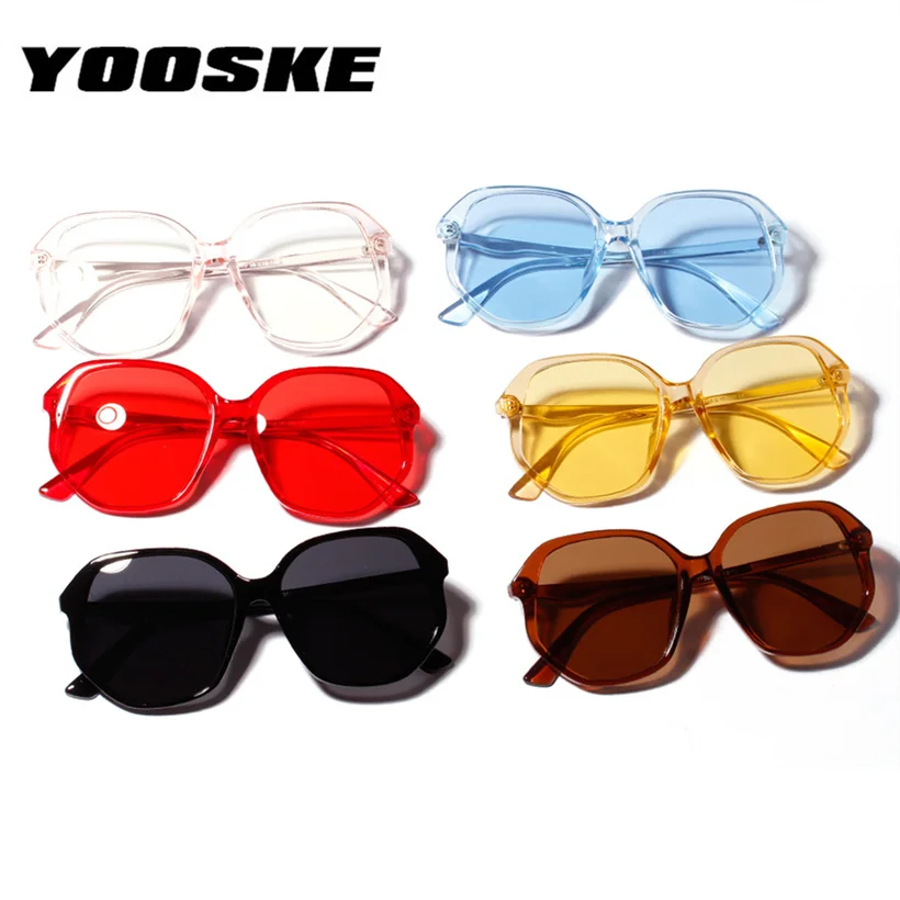 YOOSKE Oversized Women Sunglasses 90s Luxury Brand Designer Candy Colors Sun Glasses Ladies Retro Irregular Frame Glasses