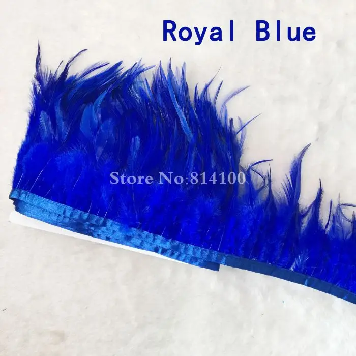 royal blue 10 ярдов/партия; сделаны из Натурального Коричневого курица петух с перьями из хвоста петуха бахрома отделка из перьев для украшения для одежды - Цвет: royal blue