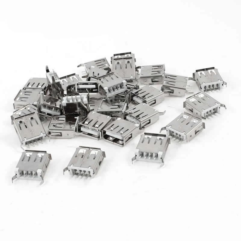 10 шт./лот USB 2 0 4-контактный гнездовой разъем типа A вьющийся рот гнутая ножка для