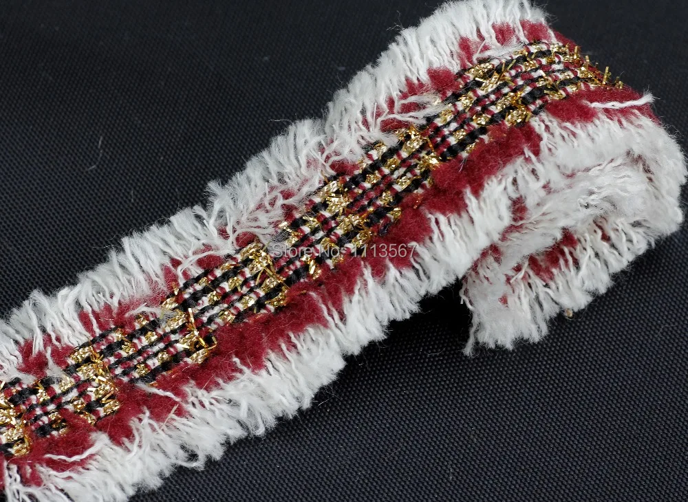 40 ярдов Ремесло Красный с золотой нитью Плетеный обрезки украшенная Отделка