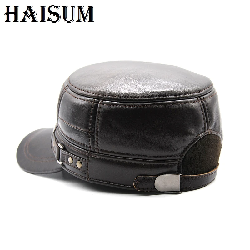 2018 зимняя мужская тёплая шапка из натуральной кожи бейсбольная кепка с ушками