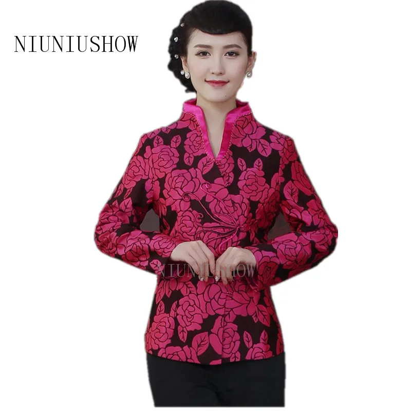 Ярко розовые куртки в китайском традиционном стиле элегантная тонкая куртка