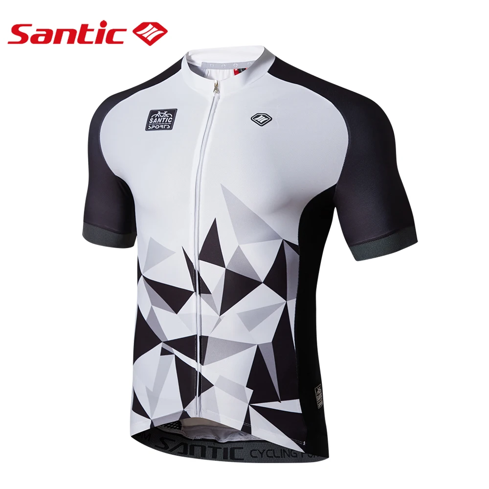Мужская велосипедная короткая Джерси Santic Pro Fit, высокоэластичная ткань, светоотражающая манжета, для шоссейного велосипеда, короткий рукав, одежда для велоспорта M7C02110
