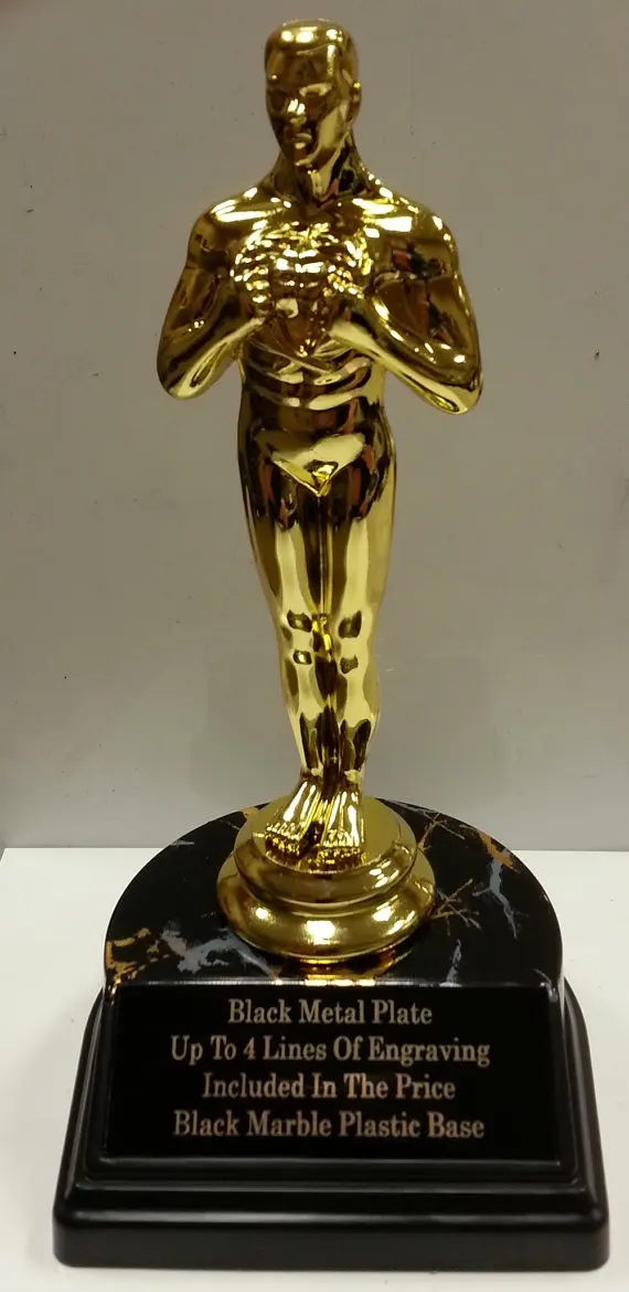 Оскар Статуэтка-трофей золото награда рисунок с черным Мрамор Цвет база Пластик