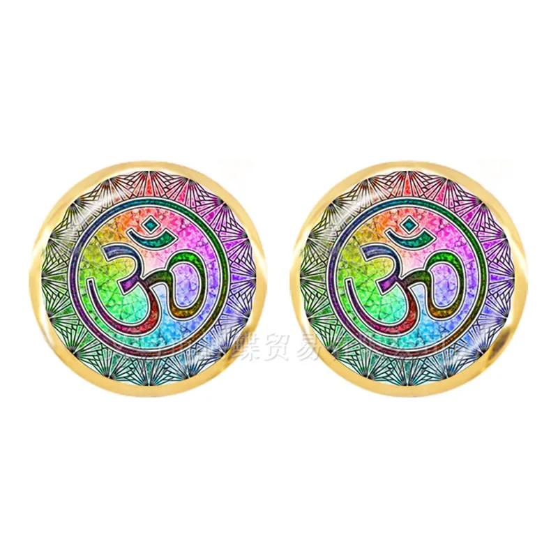 Серьги в стиле мандалы для йоги ювелирные украшения ногтей символ хны Ом дзен