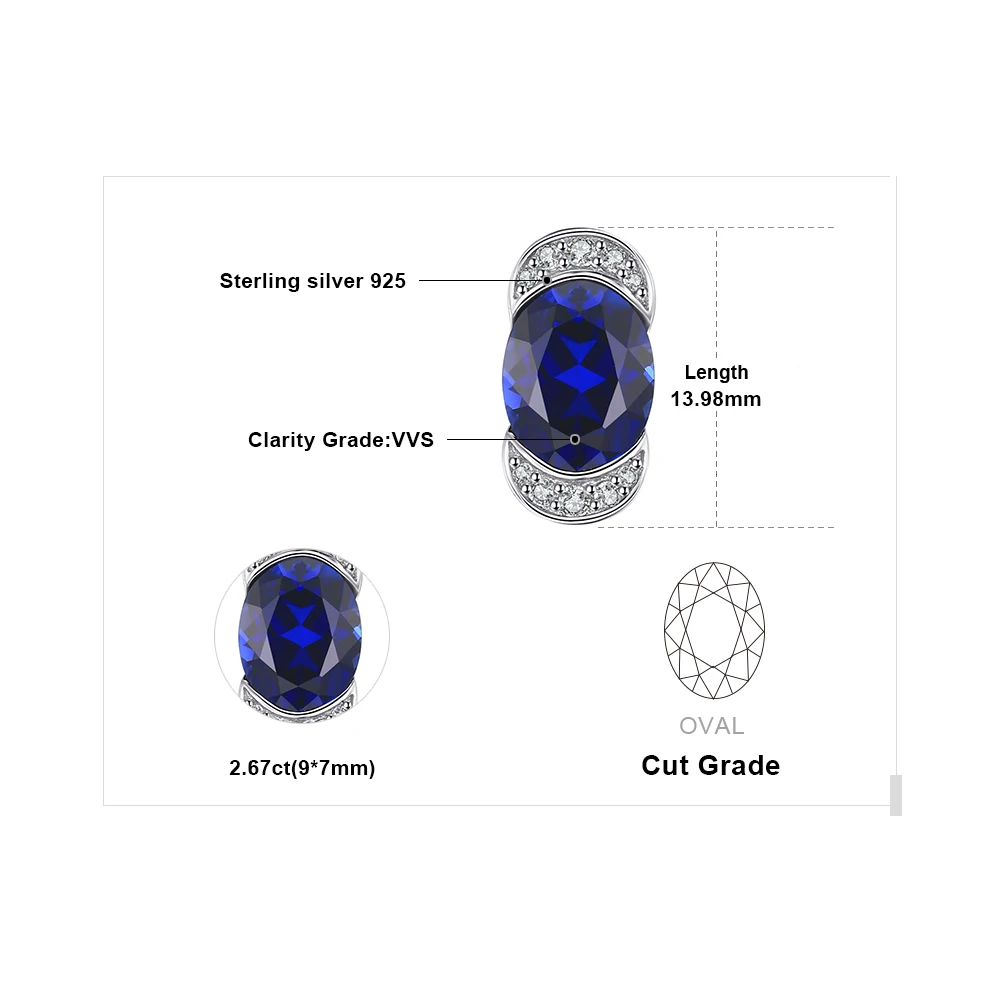 Jewelrypalace Luxry 2.75ct овальной огранки создан сапфир кулон Цепочки и ожерелья Шарм 925 стерлингового Серебряные ювелирные изделия не включает цепь