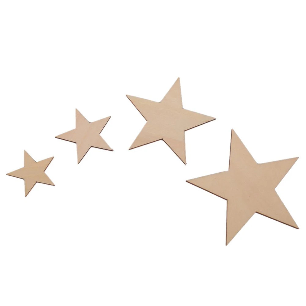 50 Pcs Wood Slices Wooden Stars Shape Craft Mini Star Embellishments For Wedding Crafts Making Colorful | Дом и сад