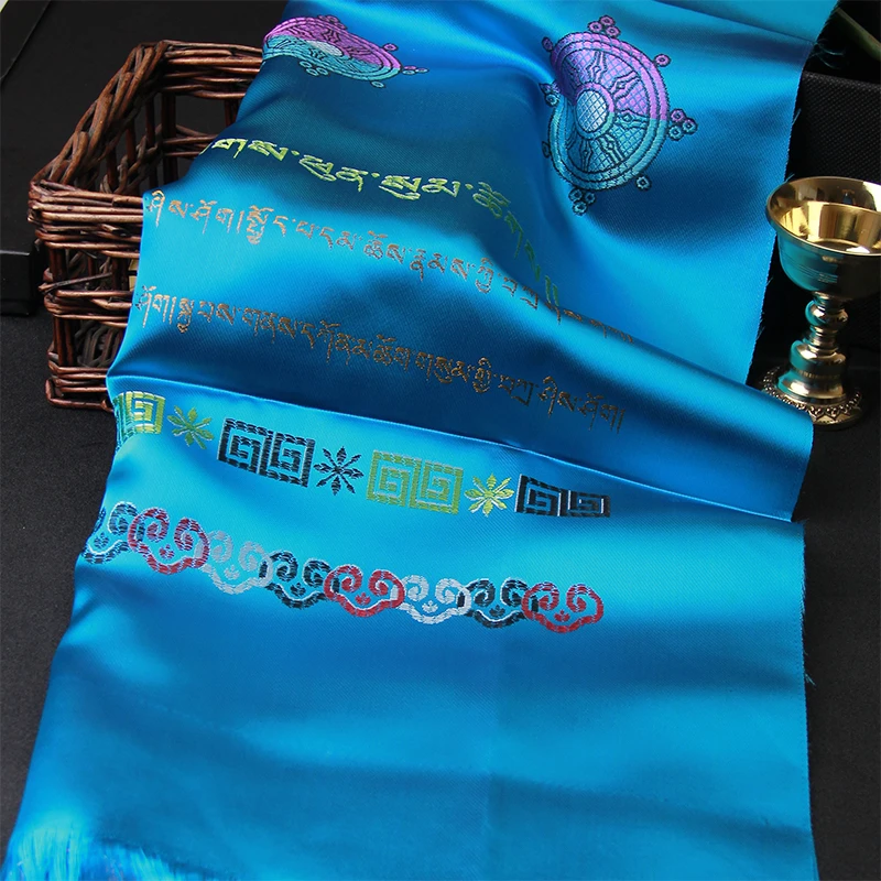 Тибетский ритуал подарок шелковый атлас изысканный жаккардовый красочный Хада