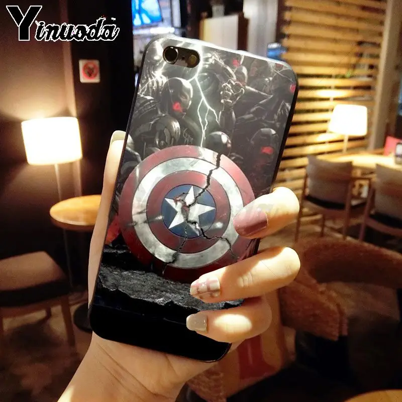 Силиконовый чехол для телефона Yinuoda supper hero marvel Captain America Shield iPhone 5 5Sx 6 7 7plus 8 8Plus X XS MAX