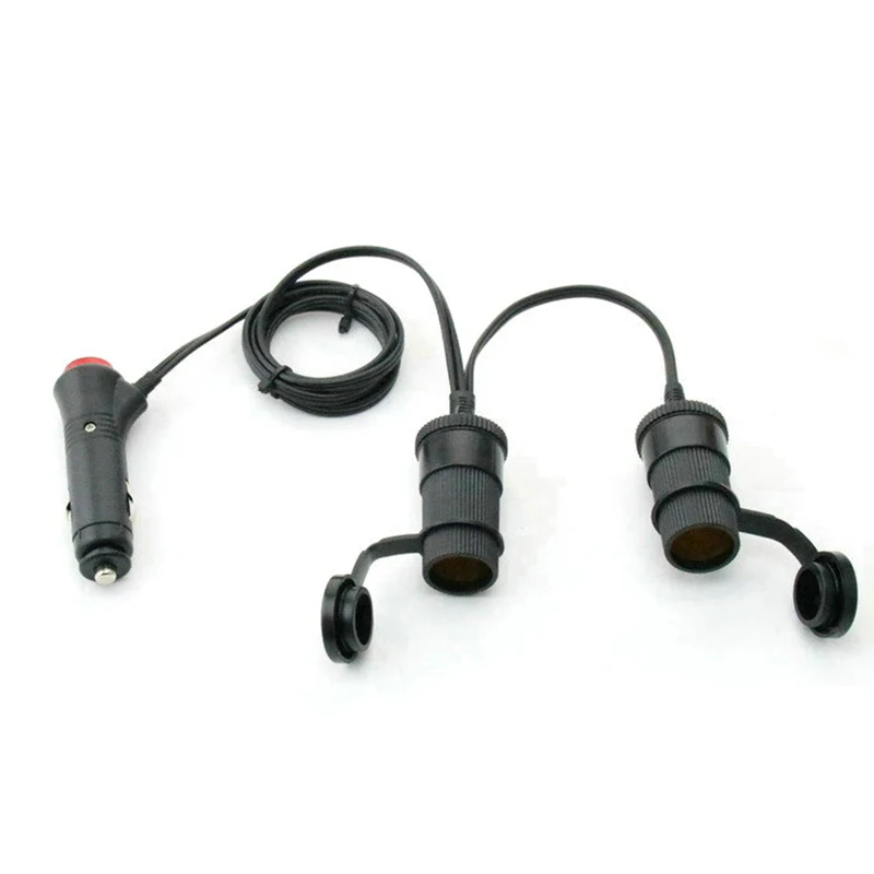 1 to 2 Car Cigarette Lighter 10A 12v 24v Power Charger Adapter 2 Way Socket Splitter Socket Plug With ON-OFF Switch Button
