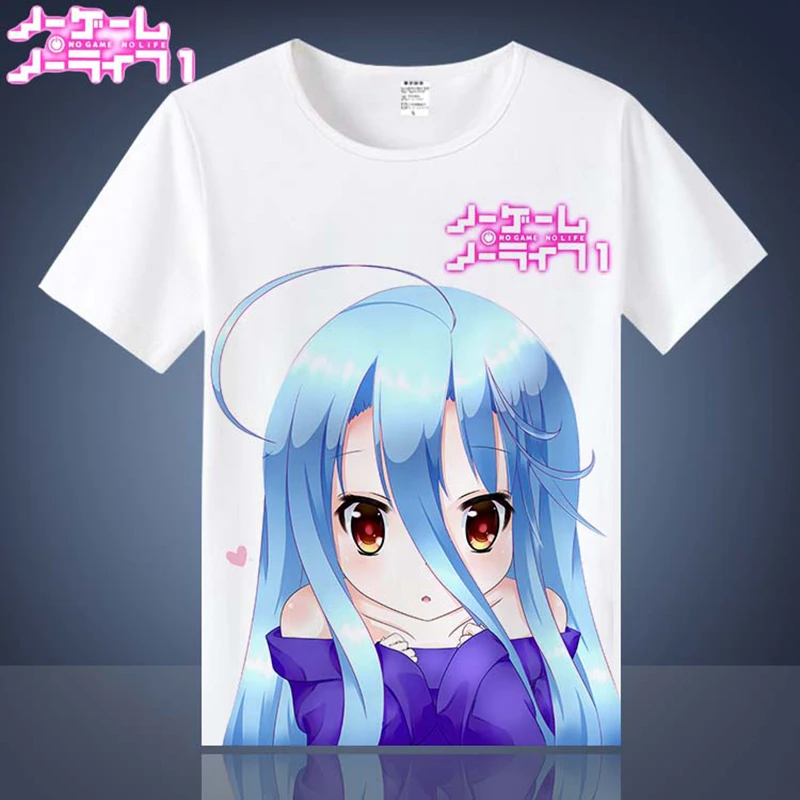 New Casual T Shirt Men Anime NO GAME LIFE Shiro Jibril Sora O-Neck Printed Mens T-shirts Short Sleeve Tops Tee Shirts | Мужская одежда