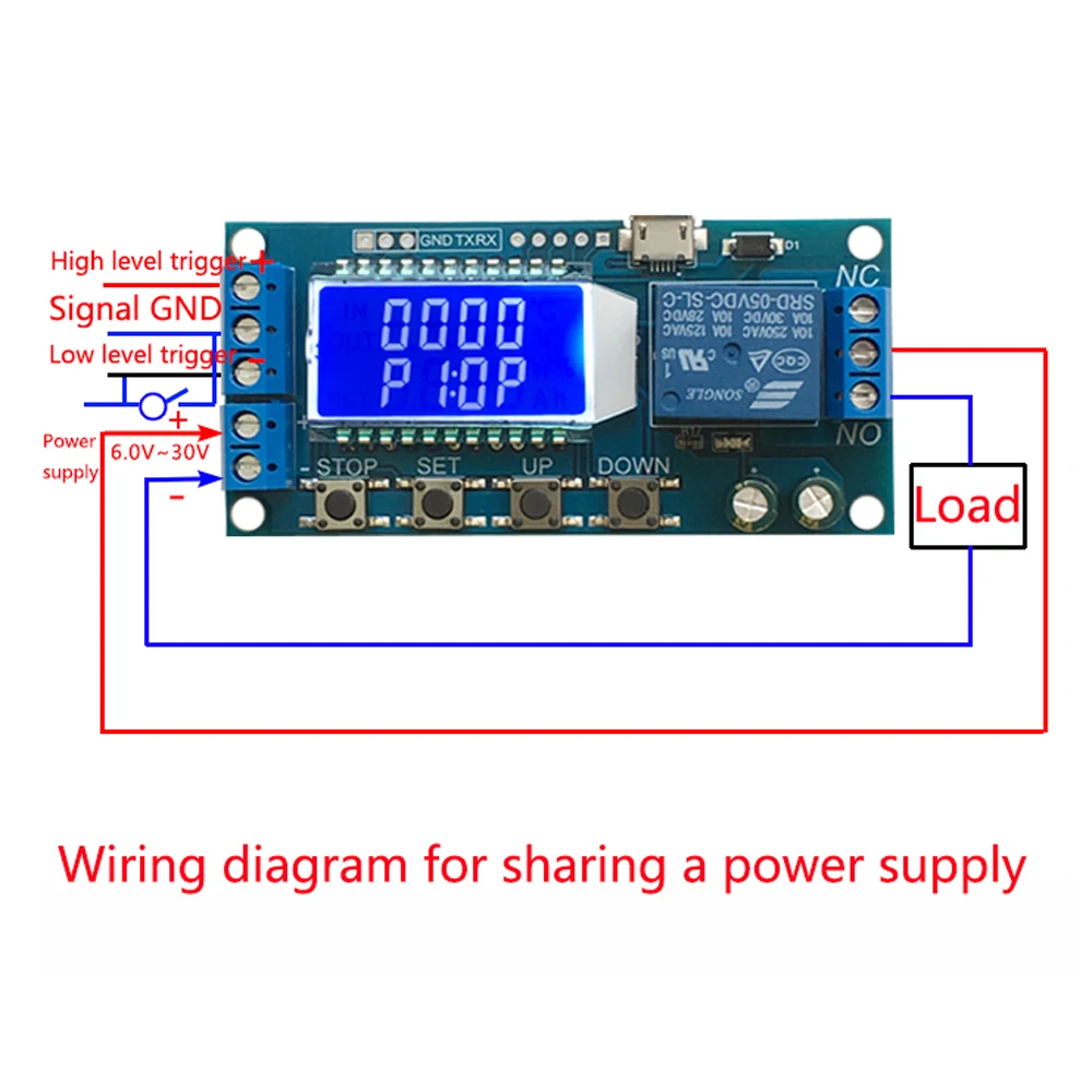 6 30 в микро USB цифровой ЖК дисплей релейный модуль с задержкой времени управляющий