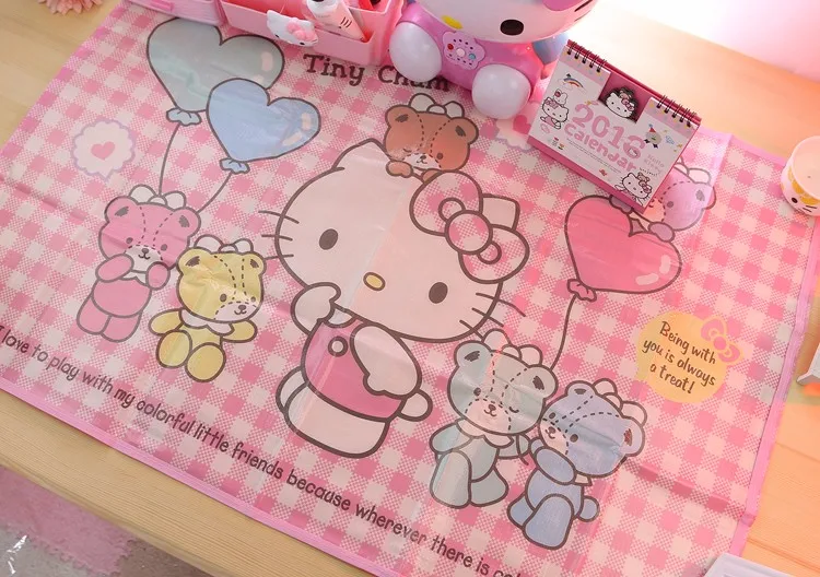 Kawaii Kitty Cat Melody Салфетка под тарелку. Мультяшный кухонный обеденный коврик для пикника на открытом воздухе из водонепроницаемой ткани. Покрытие на стол. Домашний декор