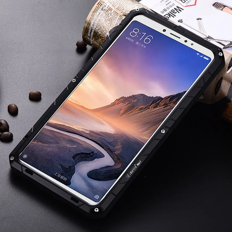 Повседневный водонепроницаемый чехол для Xiaomi Mi Max 3 Роскошный противоударный алюминиевый Металл+ Защитная силиконовая крышка Xiaomi Mi чехол Max3