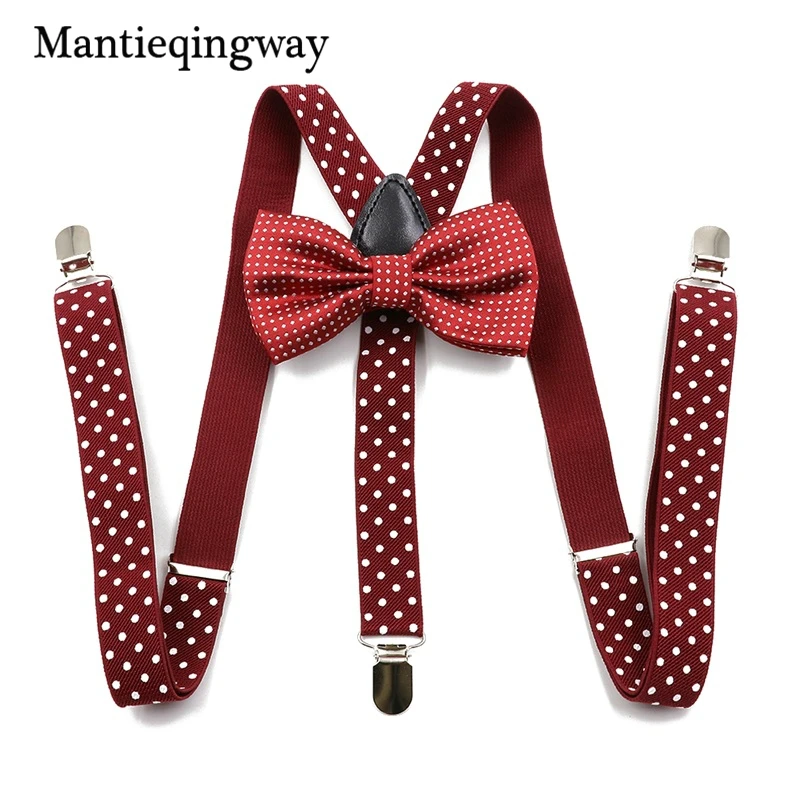 Мужские подтяжки Mantieqingway Эластичные в горошек с бантом на спине|unisex suspender|suspender