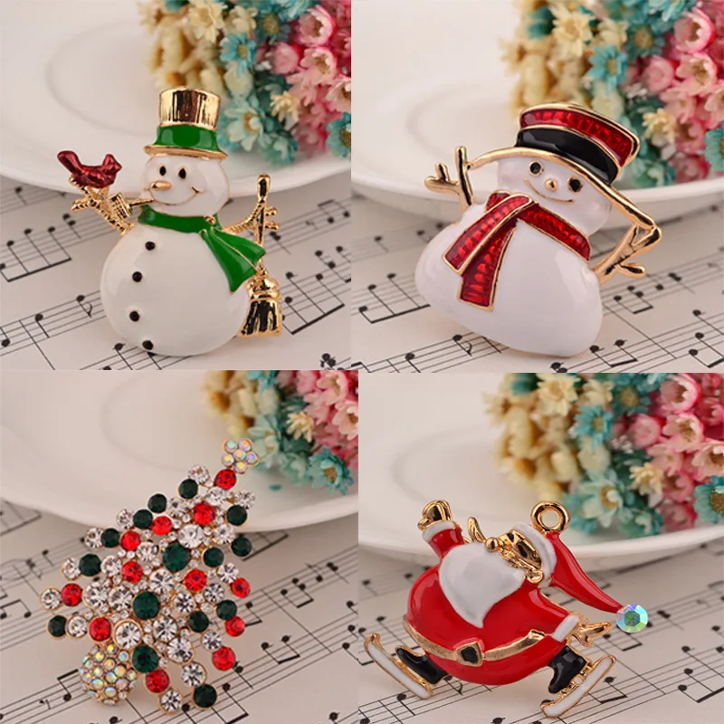 8Seasons New Christmas Santa Claus Tress Snoman Brooches For Women Girls Party Lapel Pin Coat/Dress Badge Fashion Jewelry 1PC | Украшения и