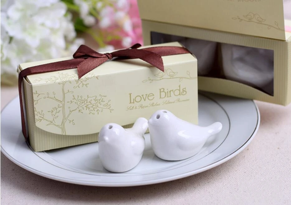 Керамические банки для приправ love birds свадебные подарки помолвки шейкер соли и