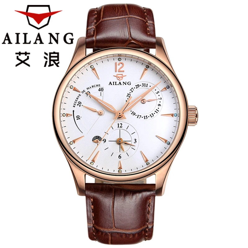 Heat! Часы AILANG мужские повседневные автоматические кожаные деловые с запасом