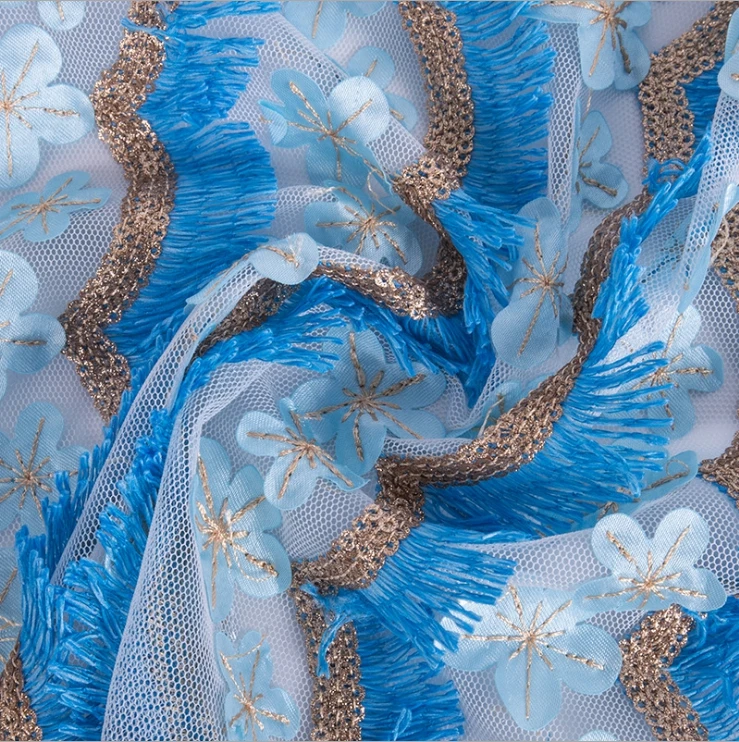 5 ярдов популярные африканские французские кружева с кисточками полиэстер 3D