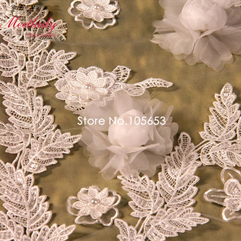 Длинная свадебная Фата с расческой двухслойная цветами и кристаллами свадебные