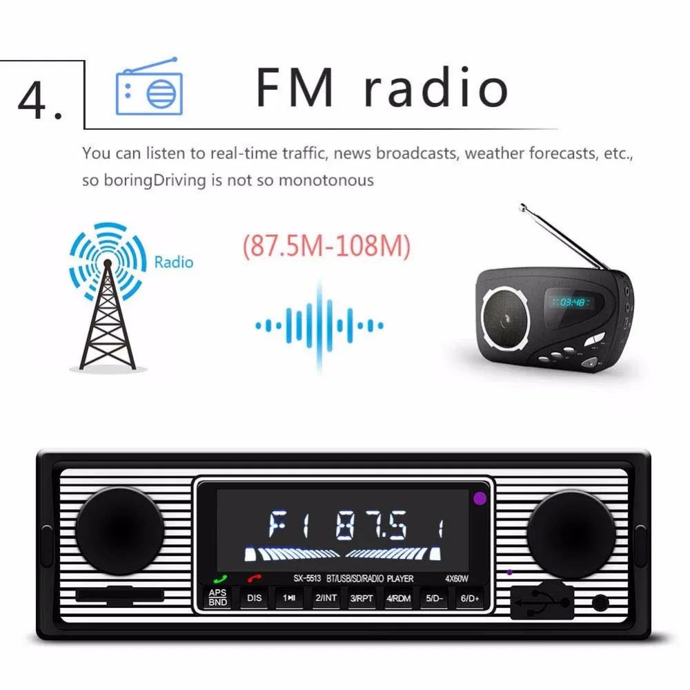 Автомагнитола 1Din в-dash MP3 мультимедийный плеер стерео Bluetooth Handsfree FM SD USB Udisk AUX пульт дистанционного управления Авторадио