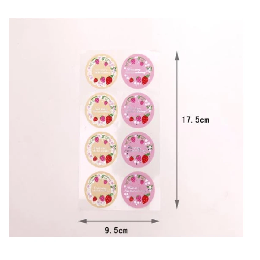 

800pcs/lot Cute Fresh Fruit Strawberry Garland Kraft Paper Sticker Handmade Seal Sticker Baking Gift Seal Labels