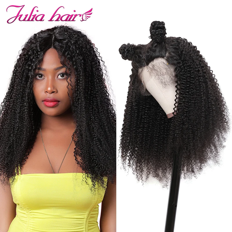 Ali Julia Hair13* 6 кружевные передние парики бразильские Remy человеческие волосы афро кудрявые парики для женщин 150% плотность парик