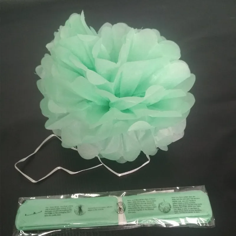 AJP 3 шт./компл. mix Размер ткани Pom Poms золотого и серебряного цвета цветочные шары из бумаги, украшение для свадьбы, дома, декор День рождения Рождественские принадлежности - Цвет: mint