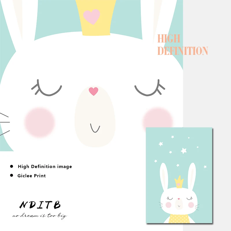 NDITB мультфильм кролик луна холст постеры Nurser печать настенная живопись
