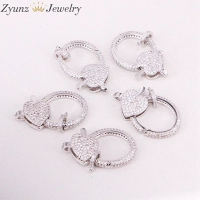 Silver Color 5 шт. ZYZ320-5694 большая застежка-лобстер, микро Pave CZ Сердце застежка-краб, CZ кубический цирконий, ювелирные застежки, результаты - Цвет: Silver Color