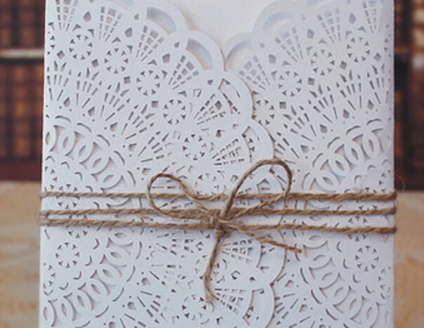 Печать под заказ 50 шт в наборе шт. белый лазерный разрез Свадебные Приглашения с