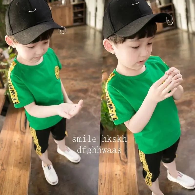 2PCS Children's Sets Boys O-Neck T-Shirt and Pants Shorts Summer Casual Cartoon Pullover Cotton Kids Boy Clothes |