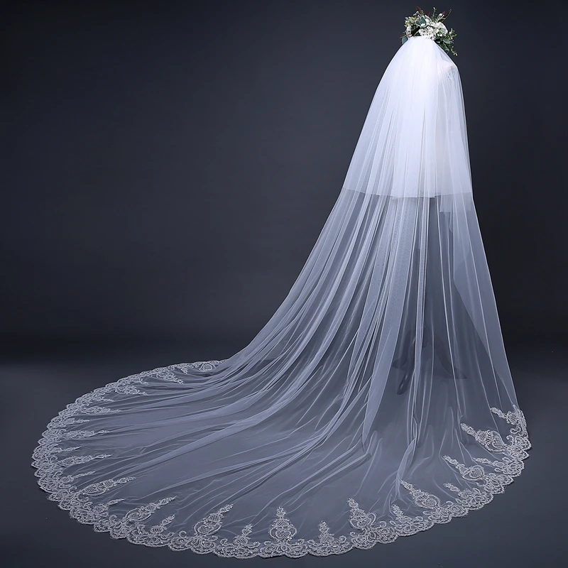 Ever Pretty 3 Meter veil wedding Long Lace Edge Bridal Veil Wedding Accessories 2022 Sluier Vestido de noiva voile mariee | Свадьбы и