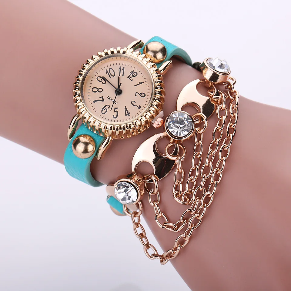 Бренд hesiod 11 цветов кристалл женский браслет с золотой цепочкой кварцевые