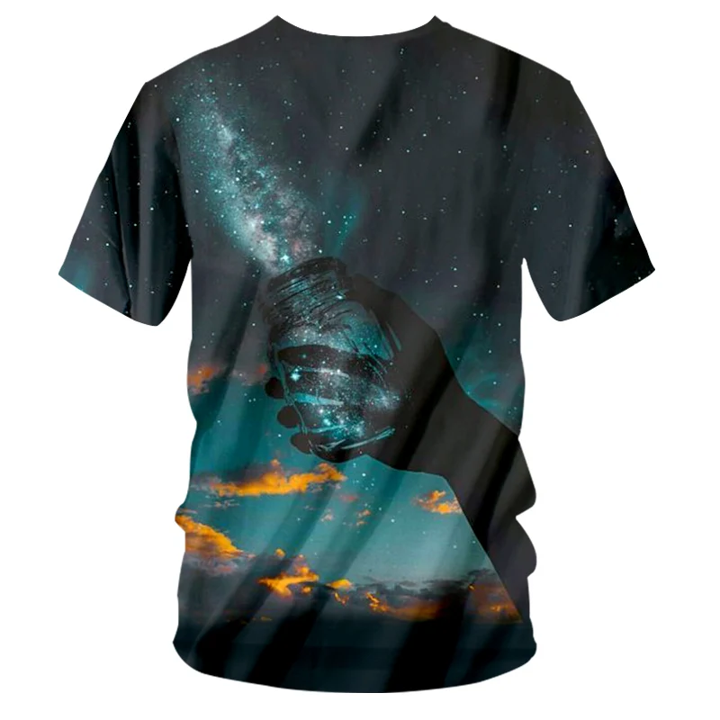 Футболка UJWI мужская с V-образным вырезом креативный дизайн 3D-Звезда в бутылке