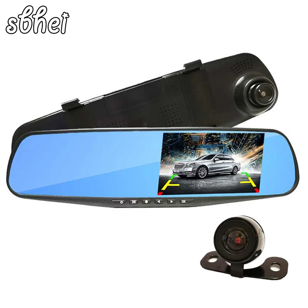 Двойной Камера Автомобильный видеорегистратор Зеркало заднего вида Авто DVRs