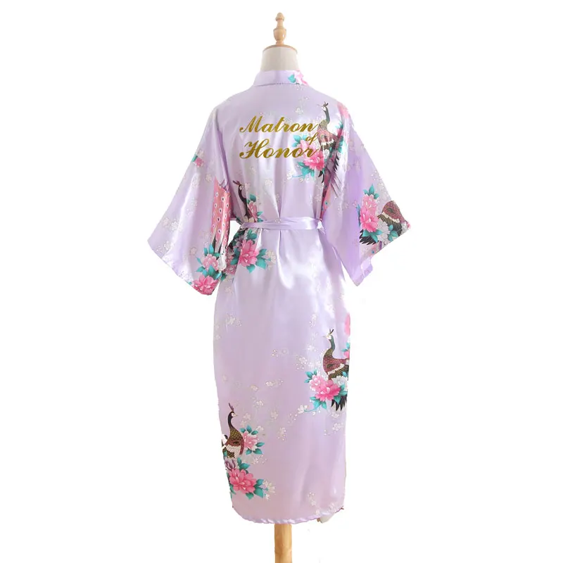 light purple BZEL Matron Of Honor, женские халаты, свадебные, вечерние, подарок, цветочные, атласные, шелковые халаты, кимоно, халат, халат, ночная рубашка, Халат - Цвет: light purple