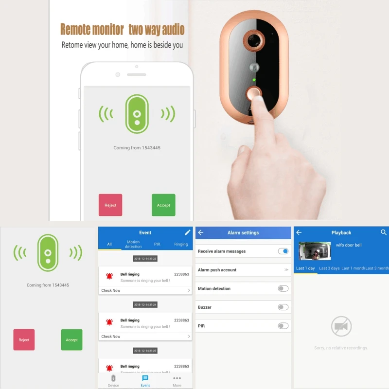 Умный Видеозвонок для домашней безопасности 720P HD IP камера беспроводная Wi Fi