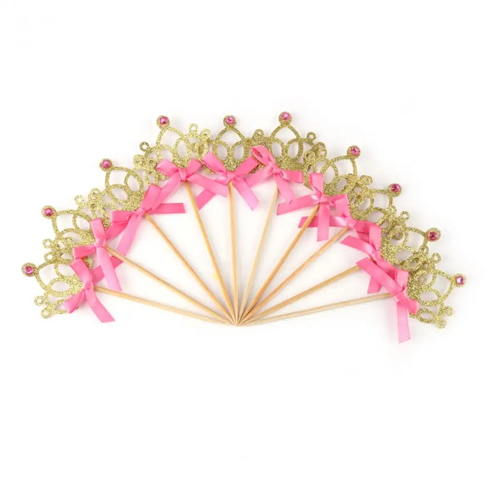 10 шт. корона торт кекс бумага топ лента бант вечеринка день рождения десерт