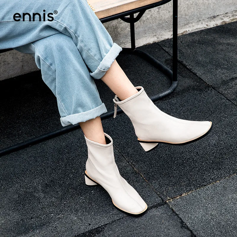 ENNIS/; Модные ботильоны; женские ботинки из натуральной кожи; обувь с круглым носком; ботинки из мягкой кожи; женские осенние повседневные ботинки; A951