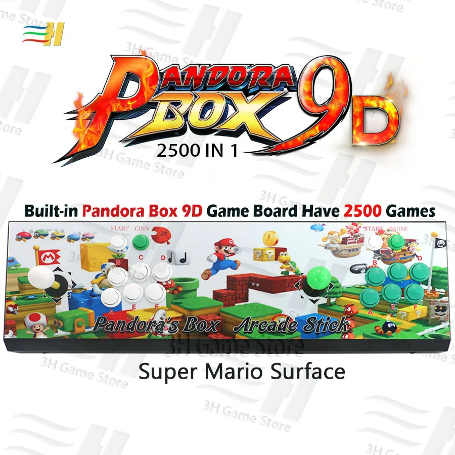 Встроенный ящик Pandora 9d 2500 В 1 аркадная игровая консоль поддержка 3P 4P игры usb можно подключить геймпад подключи и играй Поддержка 3d игры