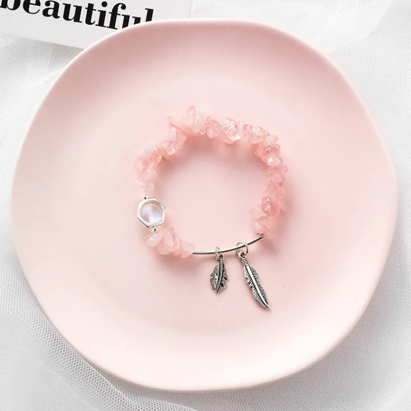 Женский Асимметричный розовый каменный лист для браслета браслеты в этническом