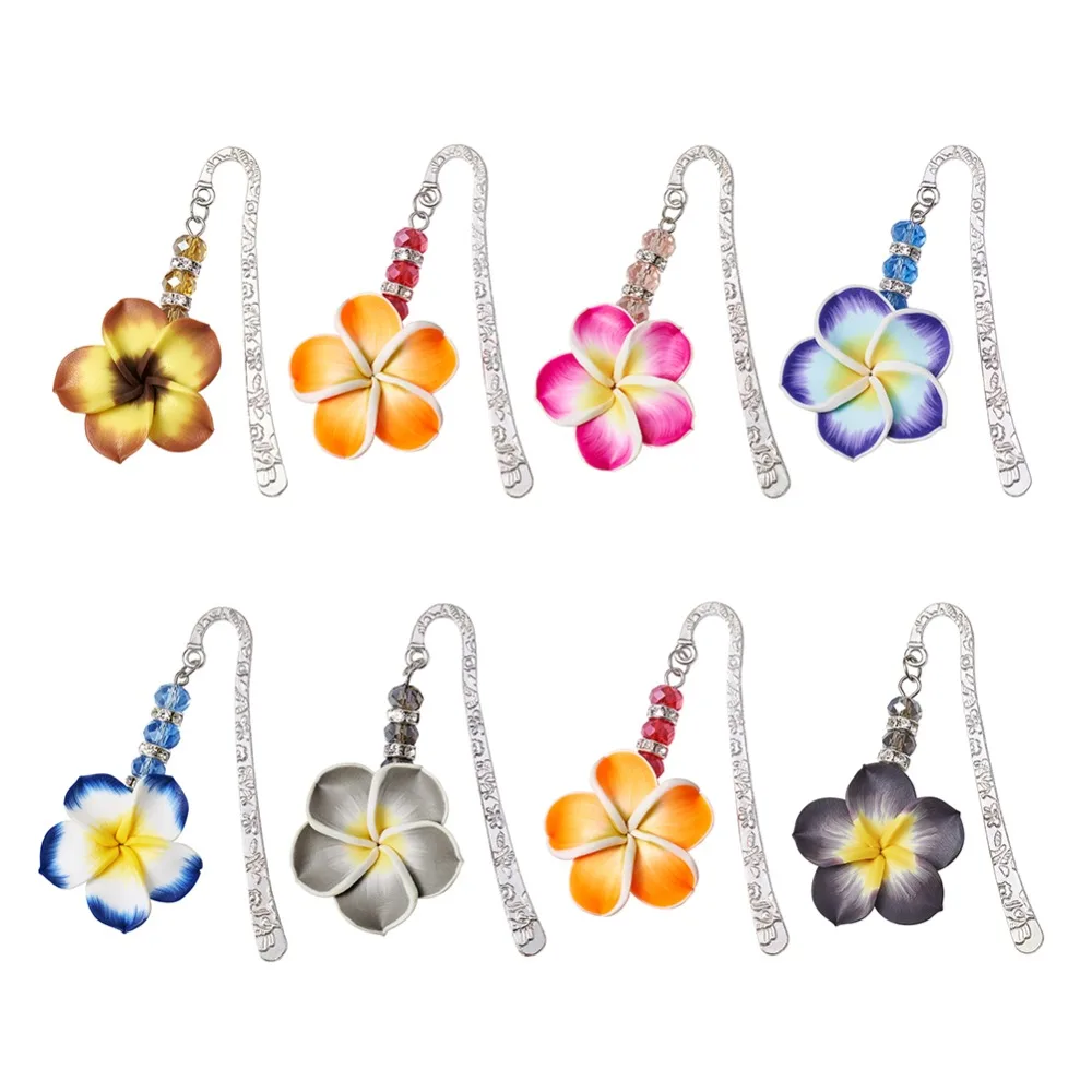 Стеклянные закладки/шпильки бусины плюмерии из полимерной глины ручной работы