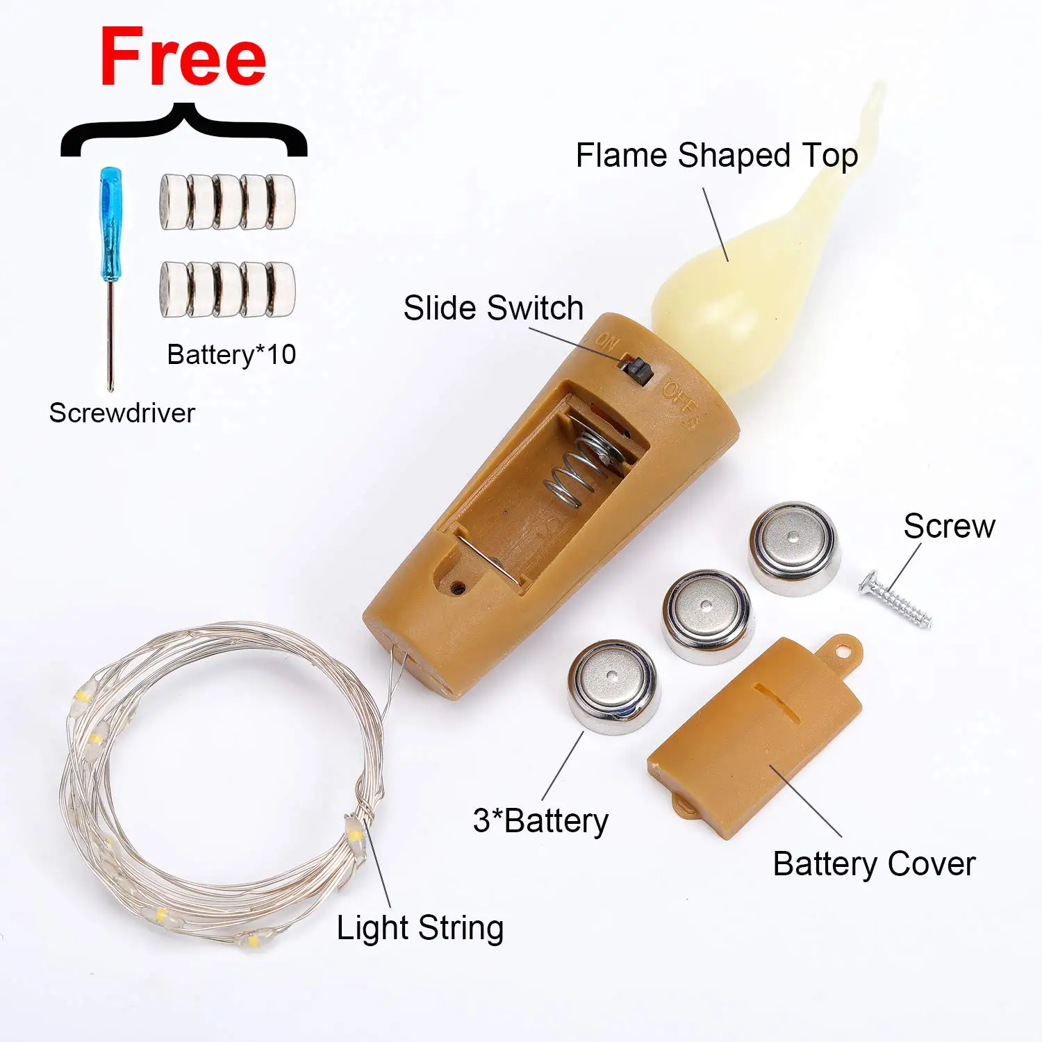 Огнеупорные пробковые огни 6 упаковок светящиеся для бутылок на батарейках свечи